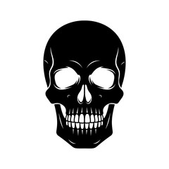 Realistic black skull graphic design element for halloween and gothic themes great for tattoos and apparel isolated on white background