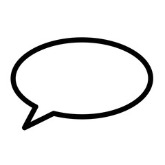 Simple oval speech bubble outline icon communicating ideas conversation dialogue message chatting symbol graphic element isolated on white background