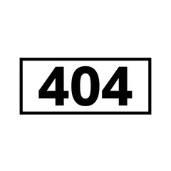 Simple and clear 404 error code displayed inside a black rectangle for web and digital communication isolated on white background