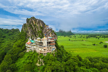 Beautiful buddhist temple on high mountain in Khon Kaen province Thailand, (Wat Tham Saeng Tham).