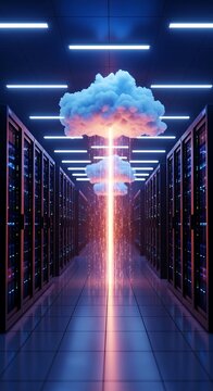Server room cloud data transfer data center cloud computing