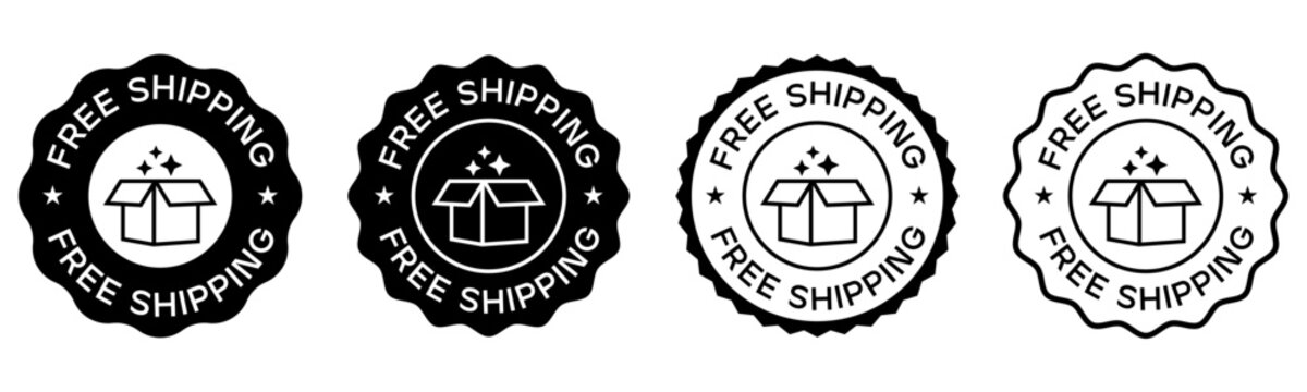 Free Shipping Label Badge Icon Vector Design Set