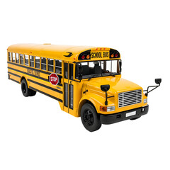 Classic yellow school bus isolated on white representing transportation and education