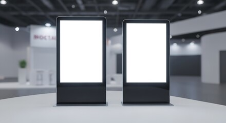 Two Blank Digital Signage Boards Ideal for Advertising and Displaying Information at Events
