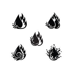 Water and Fire Drop Icon Bundle
