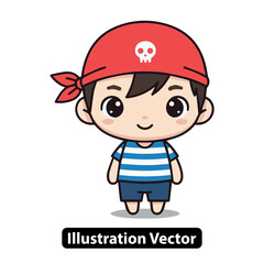 Cute vector illustration of a playful pirate child, perfect for nautical and adventure themes and designs