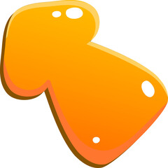 Orange Blob Shape with Glossy Highlights and Subtle Shadows Against Transparent Background