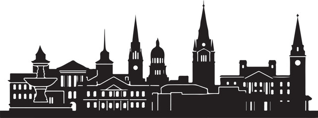 Fototapeta premium Silhouette of a city skyline with diverse architecture