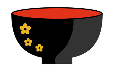 日本の伝統的な漆塗りの上品なお椀イラスト