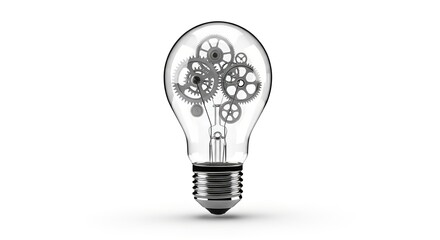 Bright glass electric light bulb isolated on a white background symbolizing idea, innovation, and technology