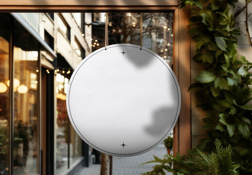 Blank Round Sign In Alley Mockup PSD