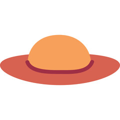 Orange and Red Wide Brim Sun Hat With Burgundy Band Detailed Flat Vector Illustration On Transparent Background