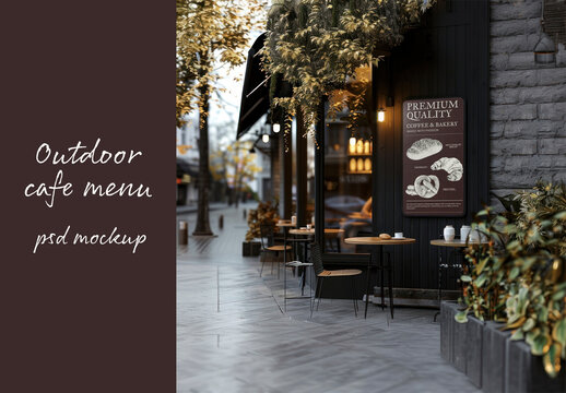 Charming Outdoor Cafe Mockup PSD