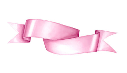 A flowing, light pink ribbon banner with elegant curves against a transparent background