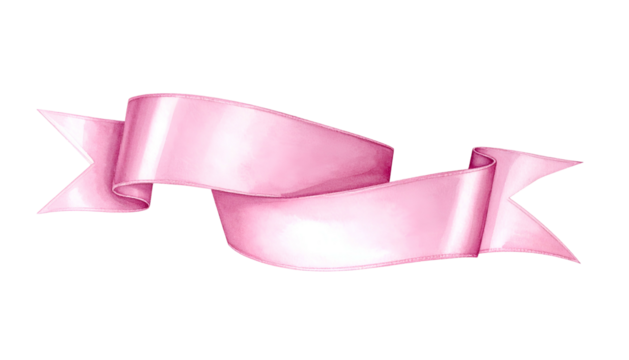 A flowing, light pink ribbon banner with elegant curves against a transparent background - Powered by Adobe