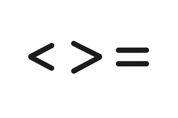 Less than greater than and equal symbol in mathematics. inequality symbols. Vector illustration isolated on white background.