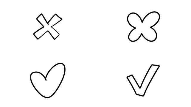 Abstract black doodle checkmarks and crossmark suitable for branding, design, social media, and decor projects