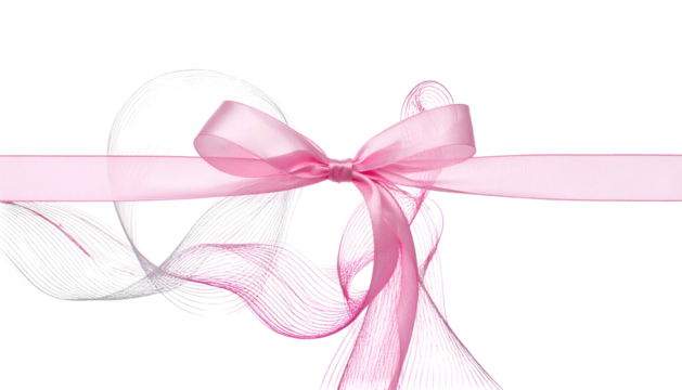 Delicate, floating pink satin ribbon tied in a decorative bow, ideal for festive celebrations
