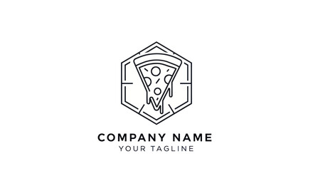 Fototapeta premium Modern Pizza Slice Logo Design with Hexagonal Frame.