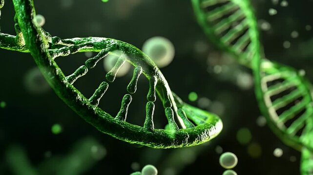 
blue background with a double helix of dna, close up. the intricate structure of the dna molecule is prominently displayed against a vibrant blue backdrop,