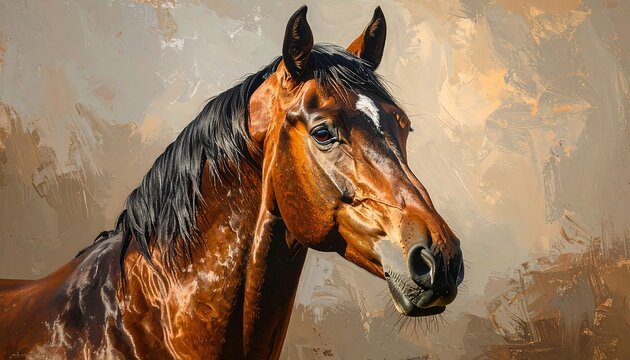 A stunning portrait of a chestnut horse with a dark mane and white blaze
