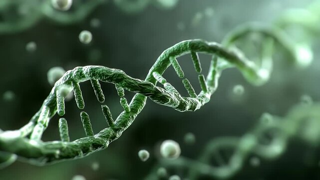 
blue background with a double helix of dna, close up. the intricate structure of the dna molecule is prominently displayed against a vibrant blue backdrop,