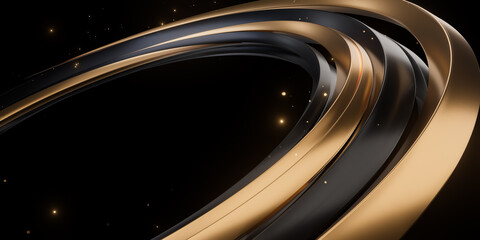 Abstract Black Gold Flowing Lines Luxury Background