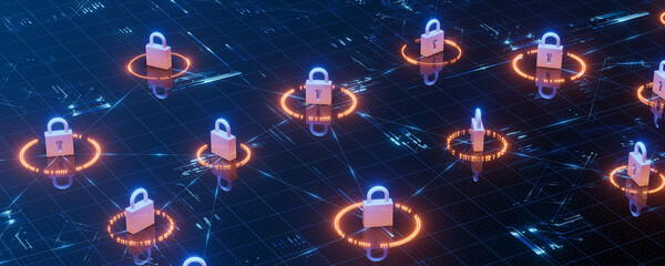 Cybersecurity Blockchain Network with Digital Padlocks and Data Grid