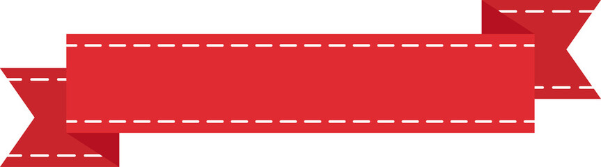 Fototapeta premium Red Ribbon with White Dashed Border Banners and Labels - Flat Design Illustration 