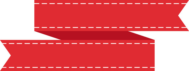 Obraz premium Red Ribbon with White Dashed Border Banners and Labels - Flat Design Illustration 