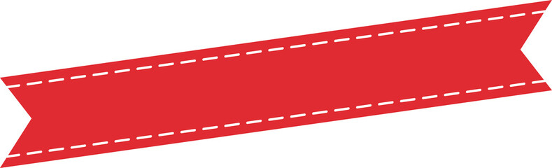 Fototapeta premium Red Ribbon with White Dashed Border Banners and Labels - Flat Design Illustration 