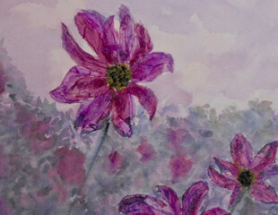 Flowers in pink and grey