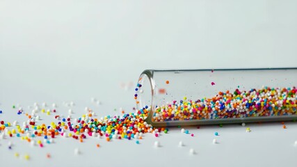 Colorful candy sprinkles spilling from glass tube - Powered by Adobe