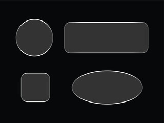 Vector art of collection of dark gray geometric shapes with glowing edges on a for graphic design projects