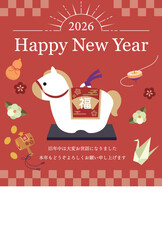 2026年午年年賀状 土鈴の置物デザイン