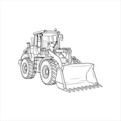 Naklejka premium Bulldozer construction equipment illustration with red and yellow accents