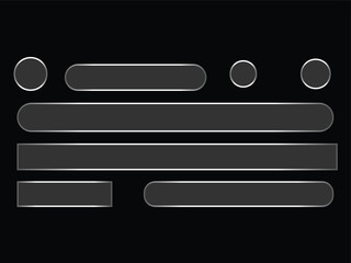 Vector art of set of dark gray user interface elements with glowing edges on a for app and web design projects © Sharmin