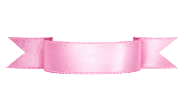 A vibrant pink ribbon, perfectly rendered against a transparent background. Ideal for celebratory graphics