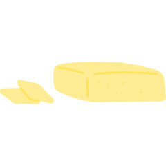 A Block Of Yellow Butter With Two Thin Slices On A Transparent White Background Suitable For Baking Needs And Culinary Art