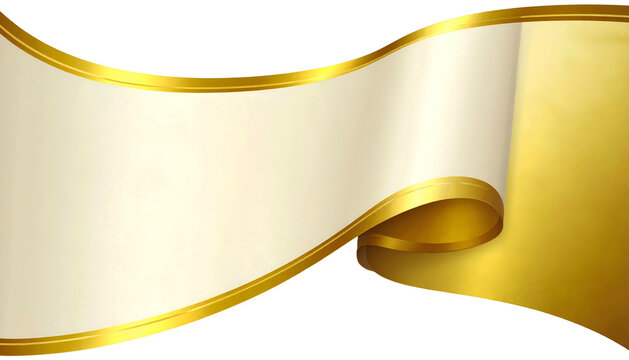 Elegant, flowing banner with cream-colored space and gleaming gold border, perfect for announcements