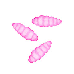 ワカサギ釣り 魚釣り　紅サシ 釣り餌　水彩 イラスト