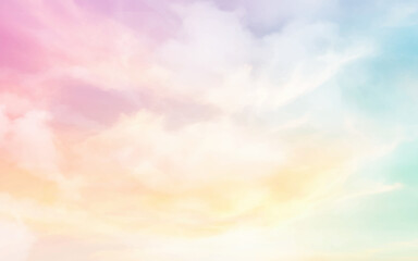 sun and cloud background with a pastel colored. beauty abstract sweet pastel soft pink and blue with fluffy clouds on sky. 