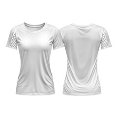 White fitted tee, front and back view, plain, short sleeves