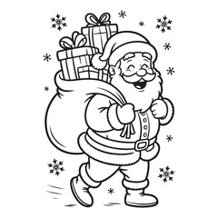 Santa Claus with Snowflakes Coloring Page