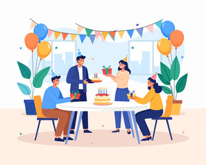 Birthday background in flat design