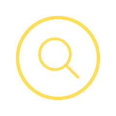 Search icon set on transparent background. Searching in circle yellow line icon set. Flat search symbol illustration