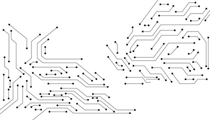 Technology black circuit diagram concept. High-tech circuit board connection system.Vector abstract technology on a white background.