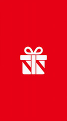 Christmas gift icon with plain red and white background