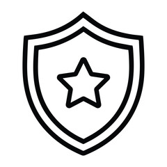 Shield with star symbol protection security icon vector illustration, defense guard badge emblem for privacy, safety, and antivirus design element isolated on white background