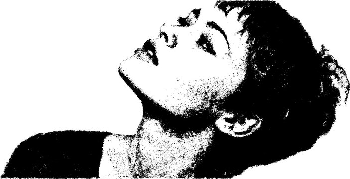 Black and white xerography halftone portrait of a woman